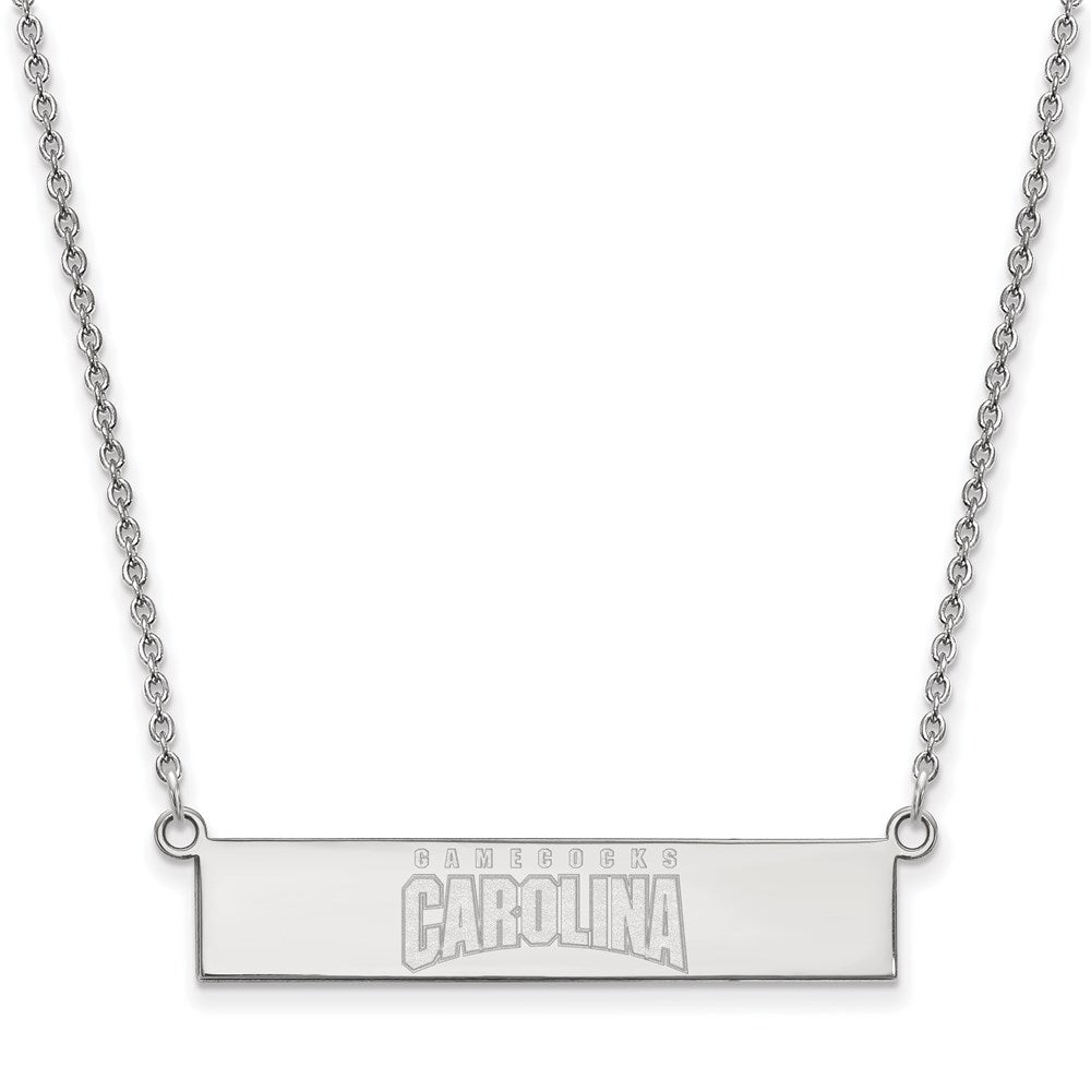 Sterling Silver Rhodium-plated LogoArt University of South Carolina Small Bar 18 inch Necklace