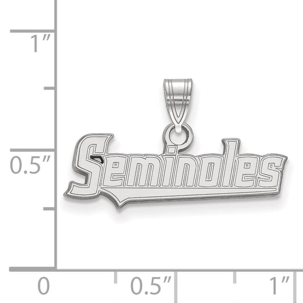 Sterling Silver Rhodium-plated LogoArt Florida State University Seminoles Script Small Pendant