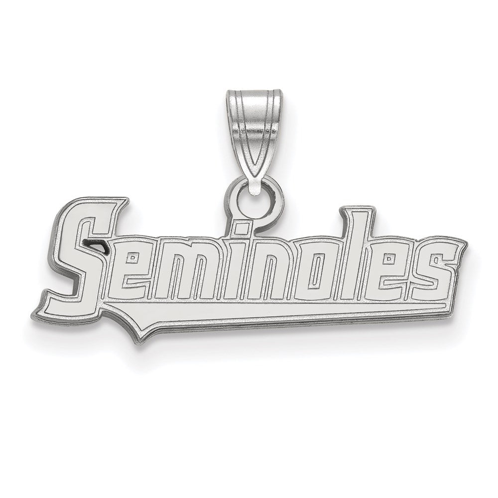 Sterling Silver Rhodium-plated LogoArt Florida State University Seminoles Script Small Pendant