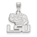 Sterling Silver Rhodium-plated LogoArt Louisiana State University L-S-U Tiger Eye Small Pendant