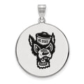Sterling Silver Rhodium-plated LogoArt North Carolina State University Wolf Extra Large Enameled Disc Pendant