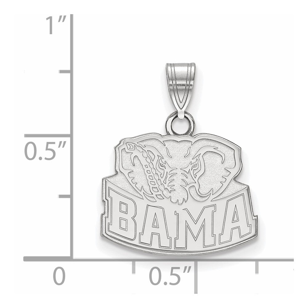 Sterling Silver Rhodium-plated LogoArt University of Alabama Elephant Small Pendant