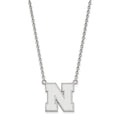 Sterling Silver Rhodium-plated LogoArt University of Nebraska Letter N Large Pendant 18 inch Necklace