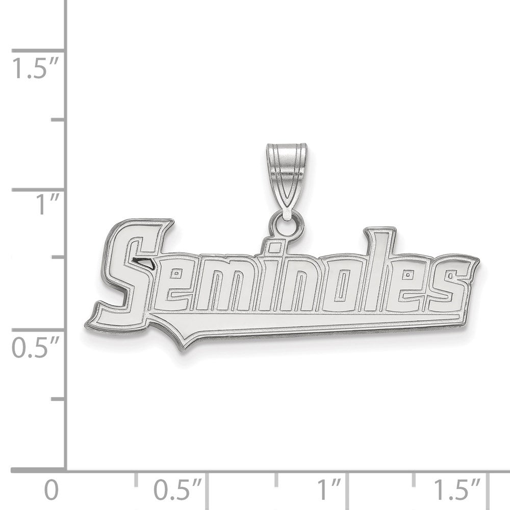 Sterling Silver Rhodium-plated LogoArt Florida State University Seminoles Script Large Pendant