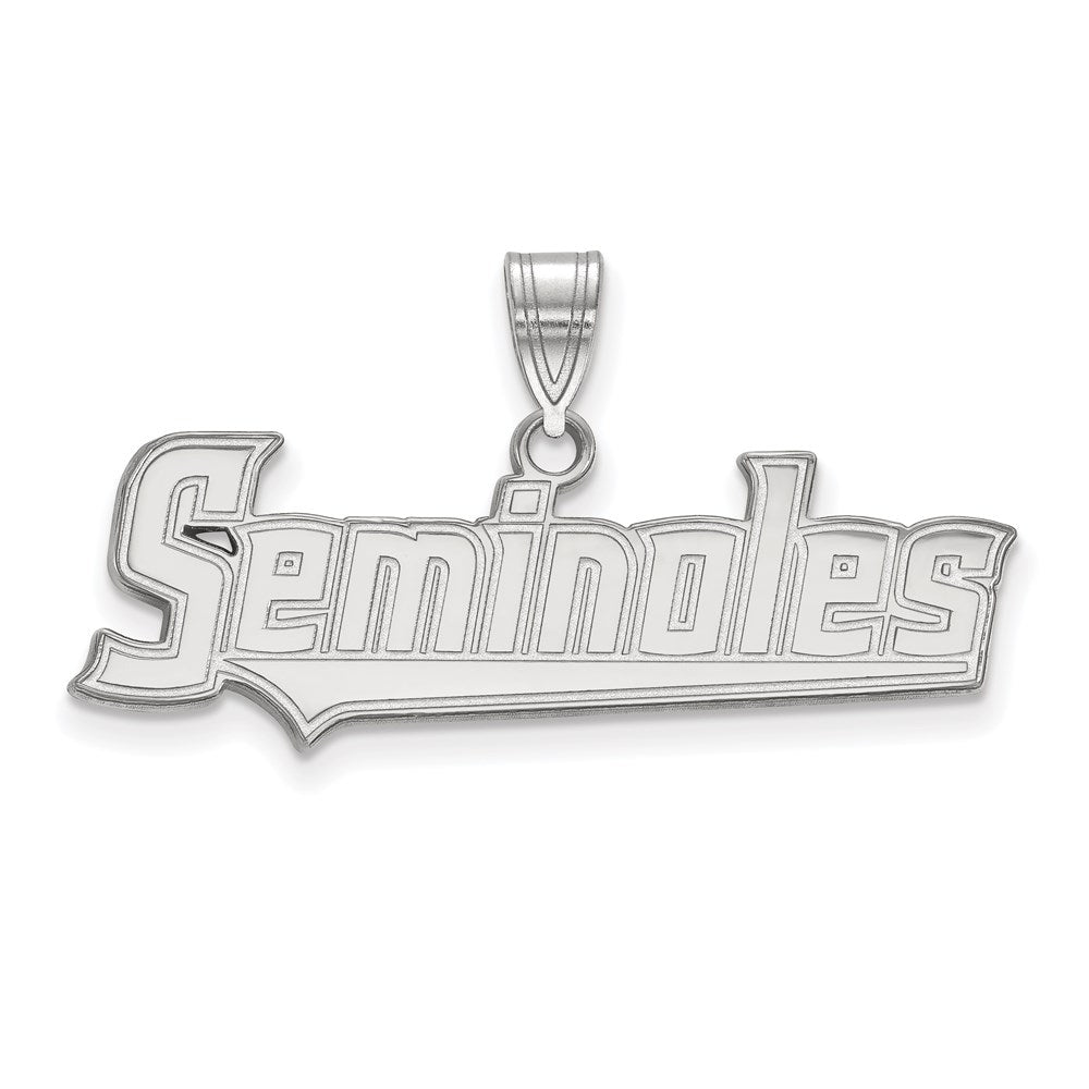 10k White Gold LogoArt Florida State University Seminoles Script Large Pendant