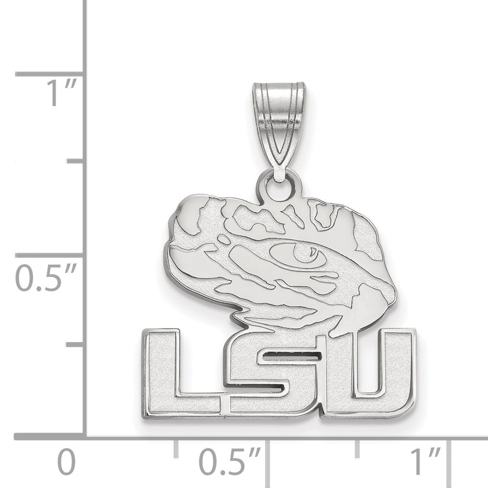 14k White Gold LogoArt Louisiana State University L-S-U Tiger Eye Medium Pendant