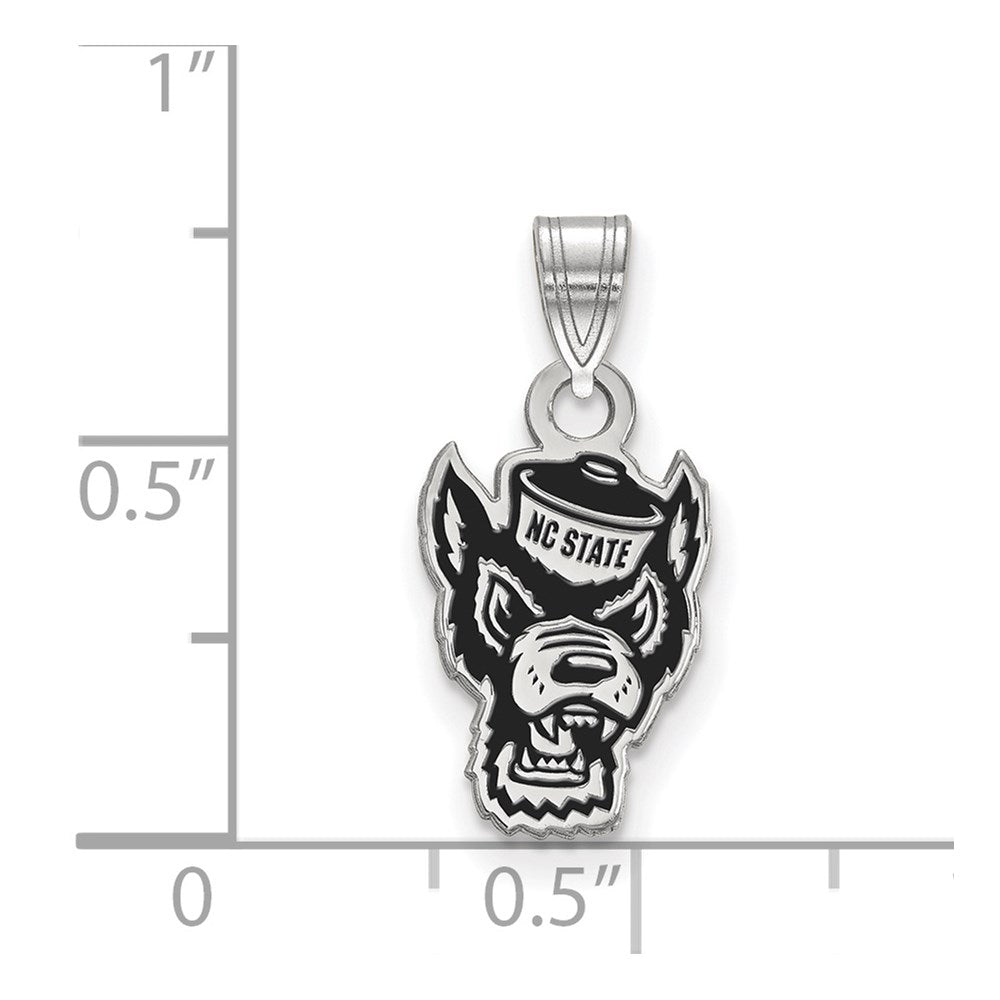 Sterling Silver Rhodium-plated LogoArt North Carolina State University Wolf Small Enameled Pendant