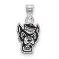 Sterling Silver Rhodium-plated LogoArt North Carolina State University Wolf Small Enameled Pendant