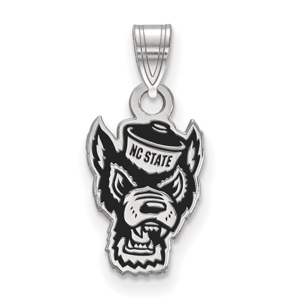 Sterling Silver Rhodium-plated LogoArt North Carolina State University Wolf Small Enameled Pendant