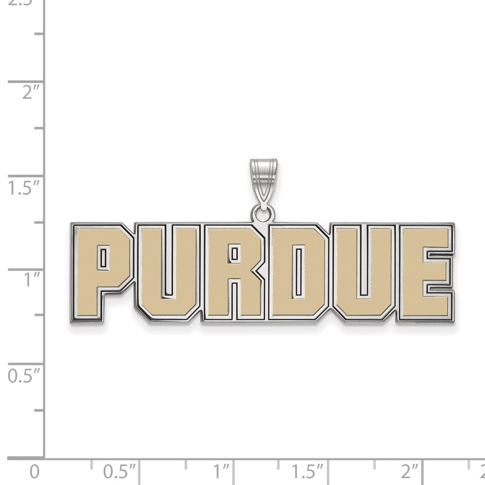 Sterling Silver Rhodium-plated LogoArt Purdue University Block Type Large Enameled Pendant