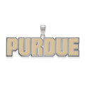 Sterling Silver Rhodium-plated LogoArt Purdue University Block Type Large Enameled Pendant