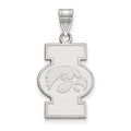 Sterling Silver Rhodium-plated LogoArt University of Iowa Large Pendant