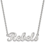 Sterling Silver Rhodium-plated LogoArt University of Mississippi Rebels Script Bar 18 inch Necklace