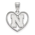 Sterling Silver Rhodium-plated LogoArt University of Nebraska Letter N Heart Pendant