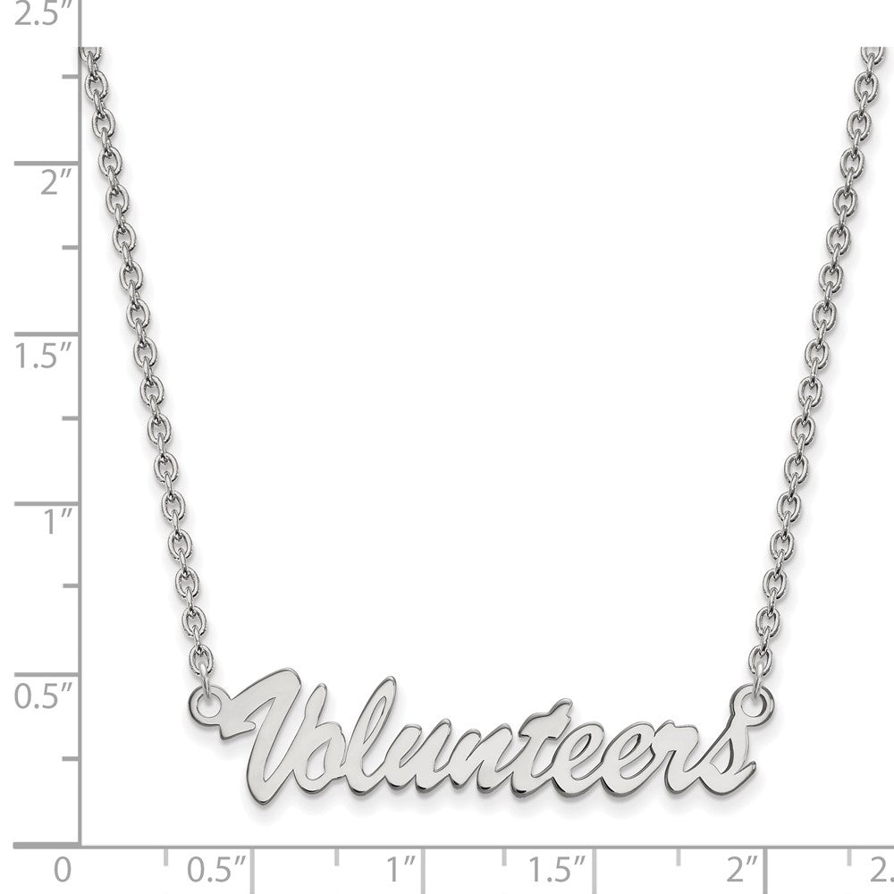 Sterling Silver Rhodium-plated LogoArt University of Tennessee Volunteers Script Medium Pendant 18 inch Necklace