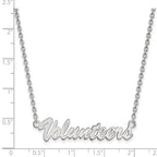 Sterling Silver Rhodium-plated LogoArt University of Tennessee Volunteers Script Medium Pendant 18 inch Necklace