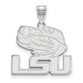 14k White Gold LogoArt Louisiana State University L-S-U Tiger Eye Large Pendant