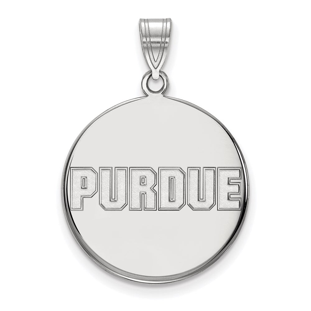 10k White Gold LogoArt Purdue University Block Type Large Disc Pendant