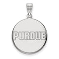 Sterling Silver Rhodium-plated LogoArt Purdue University Block Type Large Disc Pendant