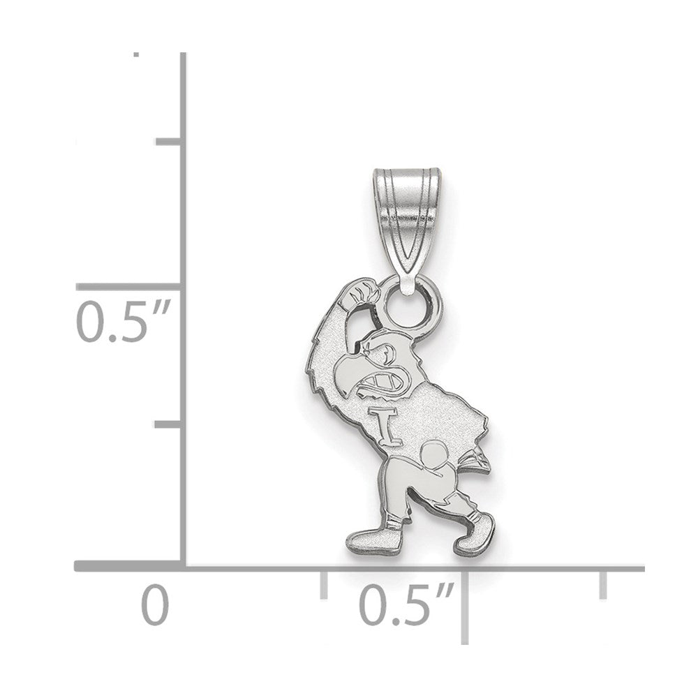 Sterling Silver Rhodium-plated LogoArt University of Iowa Hawk Mascot Small Pendant
