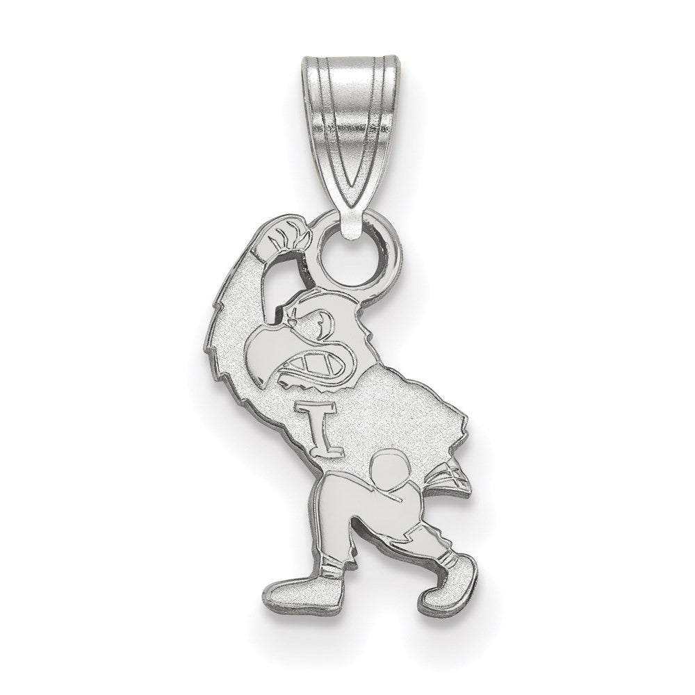 10k White Gold LogoArt University of Iowa Hawk Mascot Small Pendant