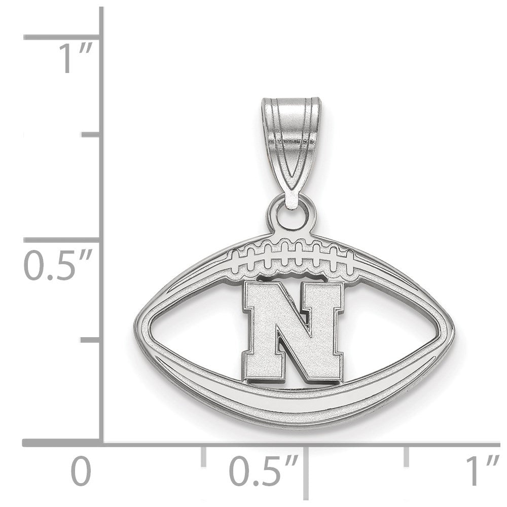 Sterling Silver Rhodium-plated LogoArt University of Nebraska Letter N Football Pendant