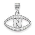 Sterling Silver Rhodium-plated LogoArt University of Nebraska Letter N Football Pendant