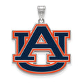 Sterling Silver Rhodium-plated LogoArt Auburn University A-U Extra Large Enameled Pendant