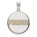 Sterling Silver Rhodium-plated LogoArt Purdue University Block Type Large Enameled Disc Pendant