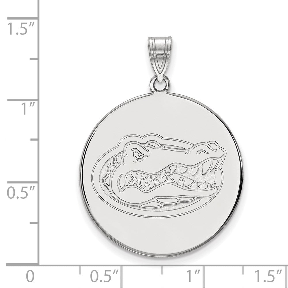 Sterling Silver Rhodium-plated LogoArt University of Florida Gator Extra Large Disc Pendant