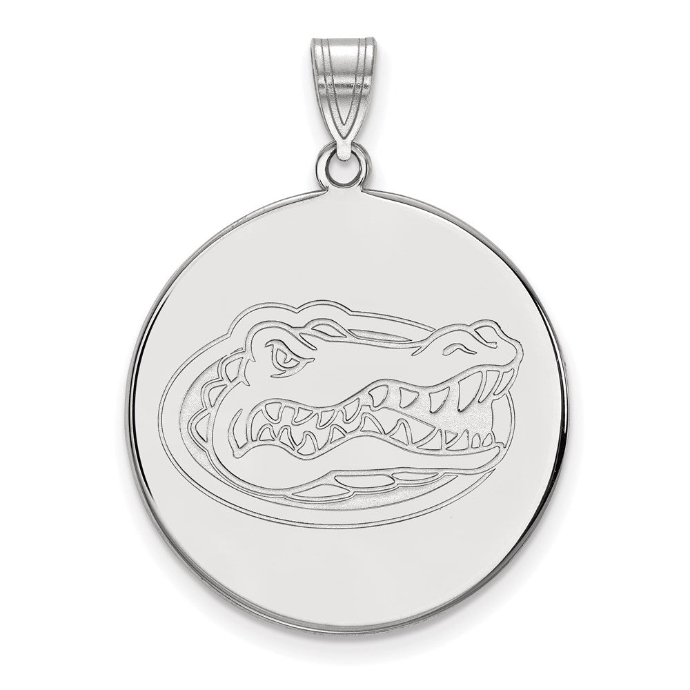 10k White Gold LogoArt University of Florida Gator Extra Large Disc Pendant