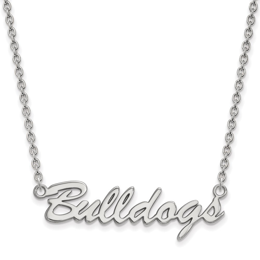 Sterling Silver Rhodium-plated LogoArt University of Georgia Bulldogs Script Pendant 18 inch Necklace