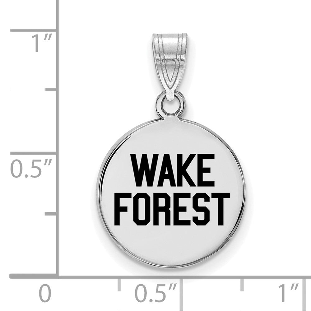 Sterling Silver Rhodium-plated LogoArt Wake Forest University W-F Deacon Medium Enameled Disc Pendant