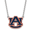 Sterling Silver Rhodium-plated LogoArt Auburn University Large Enameled Pendant 18 inch Necklace