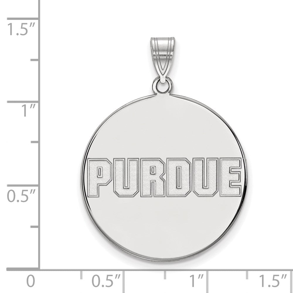 Sterling Silver Rhodium-plated LogoArt Purdue University Block Type Extra Large Disc Pendant