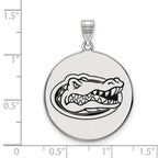 Sterling Silver Rhodium-plated LogoArt University of Florida Gator Extra Large Enameled Disc Pendant