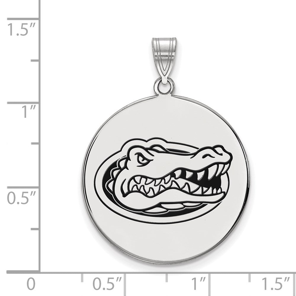 Sterling Silver Rhodium-plated LogoArt University of Florida Gator Extra Large Enameled Disc Pendant