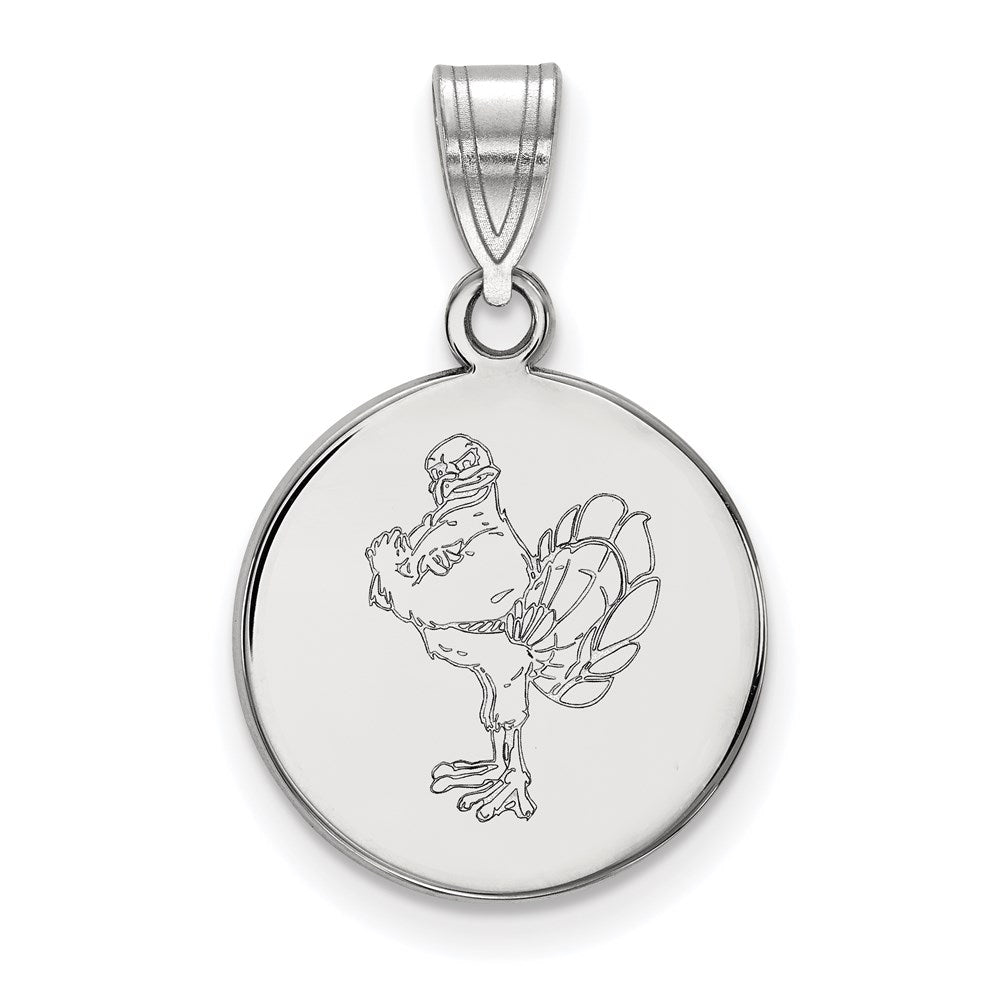 14k White Gold LogoArt Virginia Tech HokieBird Medium Disc Pendant