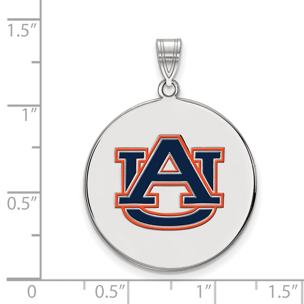 Sterling Silver Rhodium-plated LogoArt Auburn University Extra Large Enameled Disc Pendant