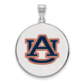 Sterling Silver Rhodium-plated LogoArt Auburn University Extra Large Enameled Disc Pendant