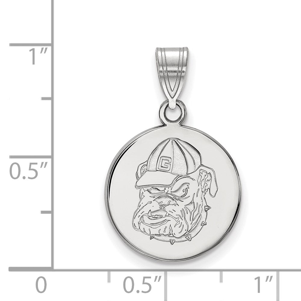 10k White Gold LogoArt University of Georgia Bulldog Medium Disc Pendant