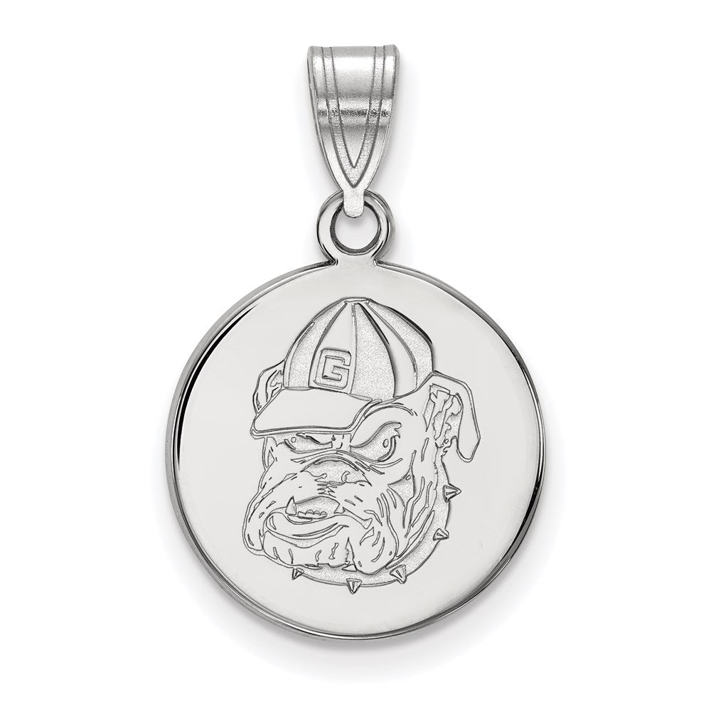 10k White Gold LogoArt University of Georgia Bulldog Medium Disc Pendant