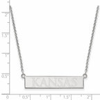 Sterling Silver Rhodium-plated LogoArt The University of Kansas Small Bar 18 inch Necklace