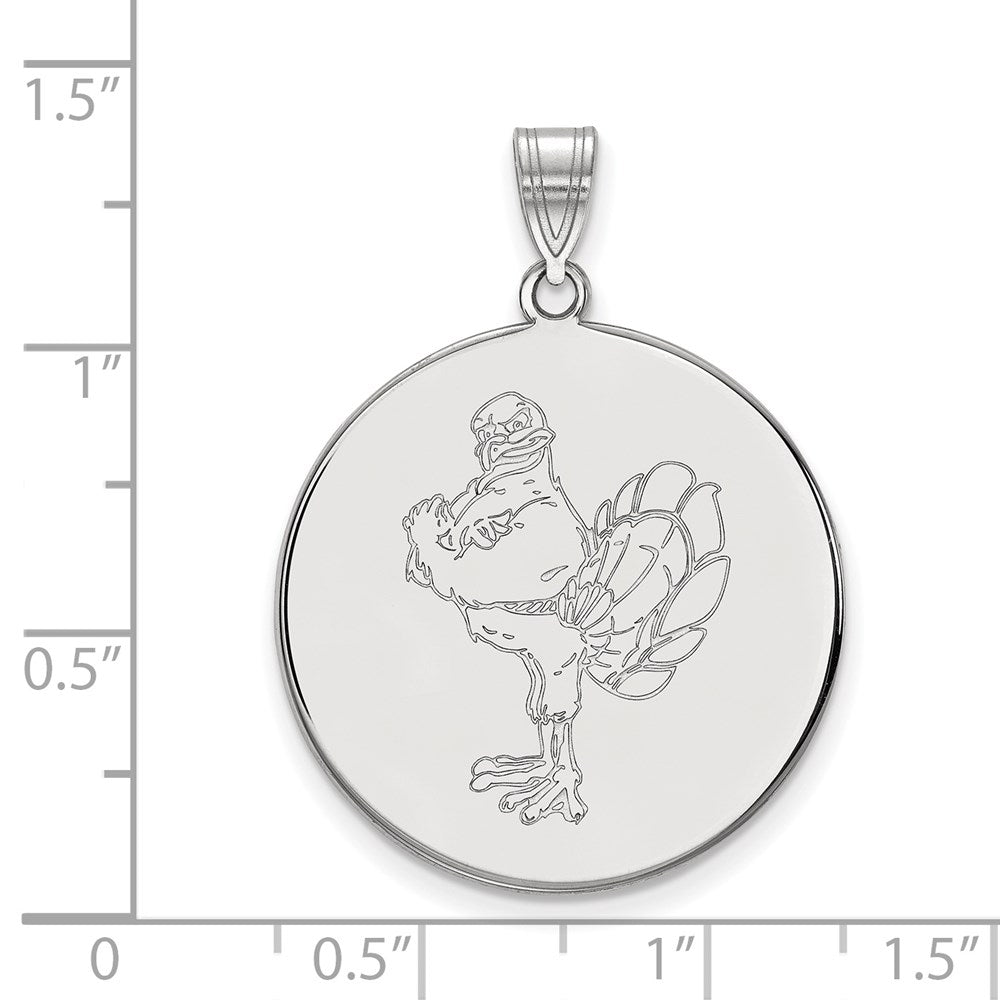 10k White Gold LogoArt Virginia Tech HokieBird Extra Large Disc Pendant