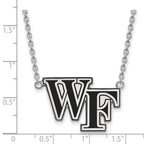 Sterling Silver Rhodium-plated LogoArt Wake Forest University W-F Large Enameled Pendant 18 inch Necklace