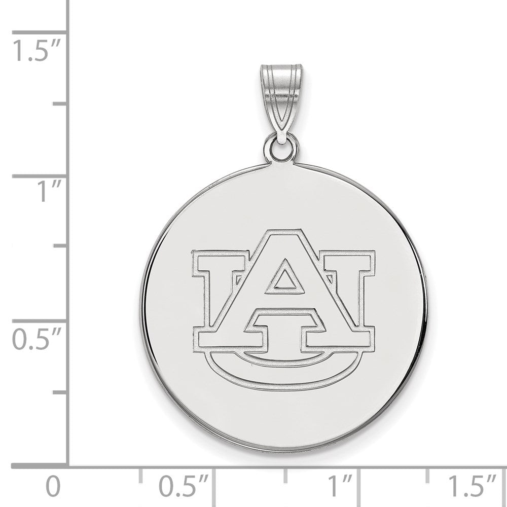 Sterling Silver Rhodium-plated LogoArt Auburn University Extra Large Disc Pendant