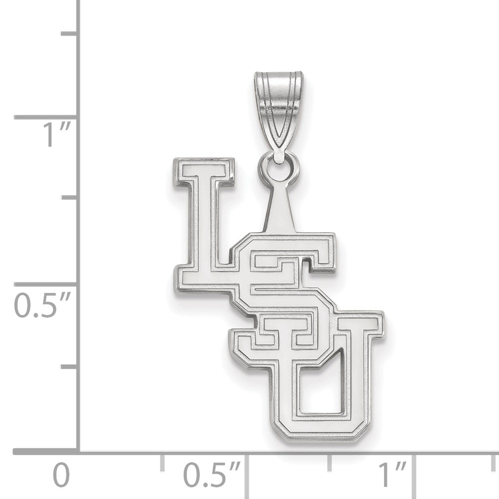 Sterling Silver Rhodium-plated LogoArt Louisiana State University L-S-U Large Pendant