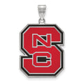Sterling Silver Rhodium-plated LogoArt North Carolina State University N-C-S Extra Large Enameled Pendant