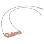 Sterling Silver Rhodium-plated LogoArt University of Florida Gators Script Small Enameled Pendant 18 inch Necklace