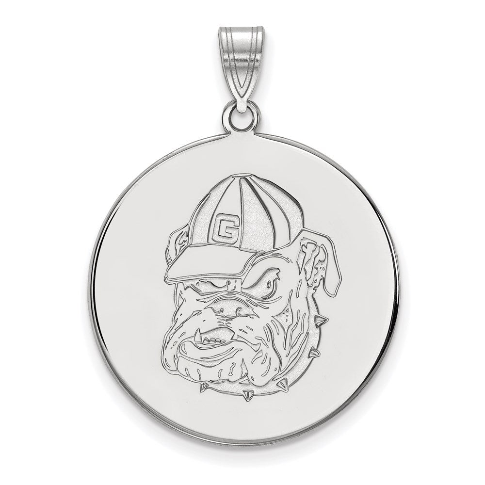 14k White Gold LogoArt University of Georgia Bulldog Extra Large Disc Pendant